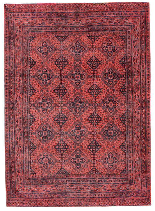 SPARX MEDALLION DISTRESSED RED WASHABLE RUG PPL-C3260