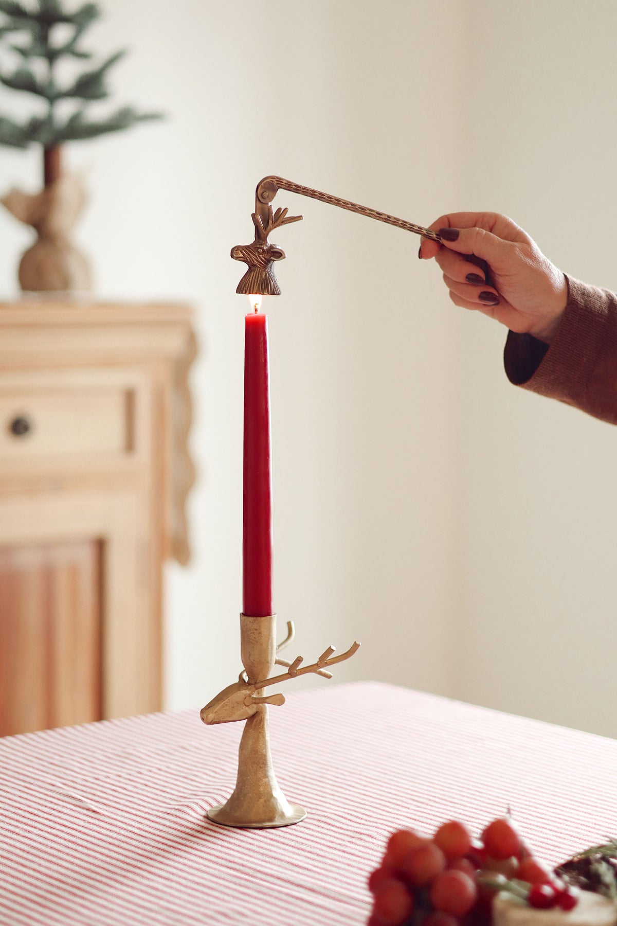 REINDEER FORGED CANDLESTICK