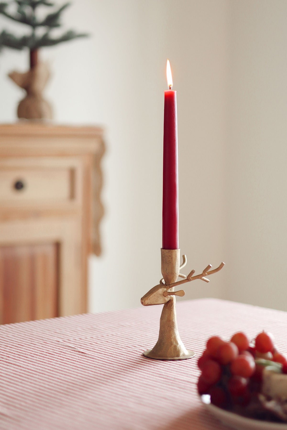REINDEER FORGED CANDLESTICK