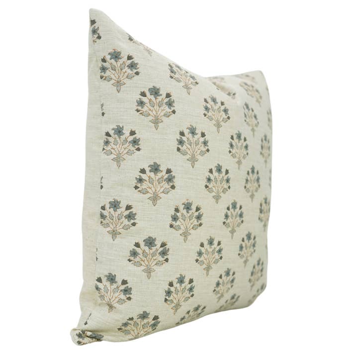 DIWALI FLOWER BLOCK PRINT LINEN PILLOW