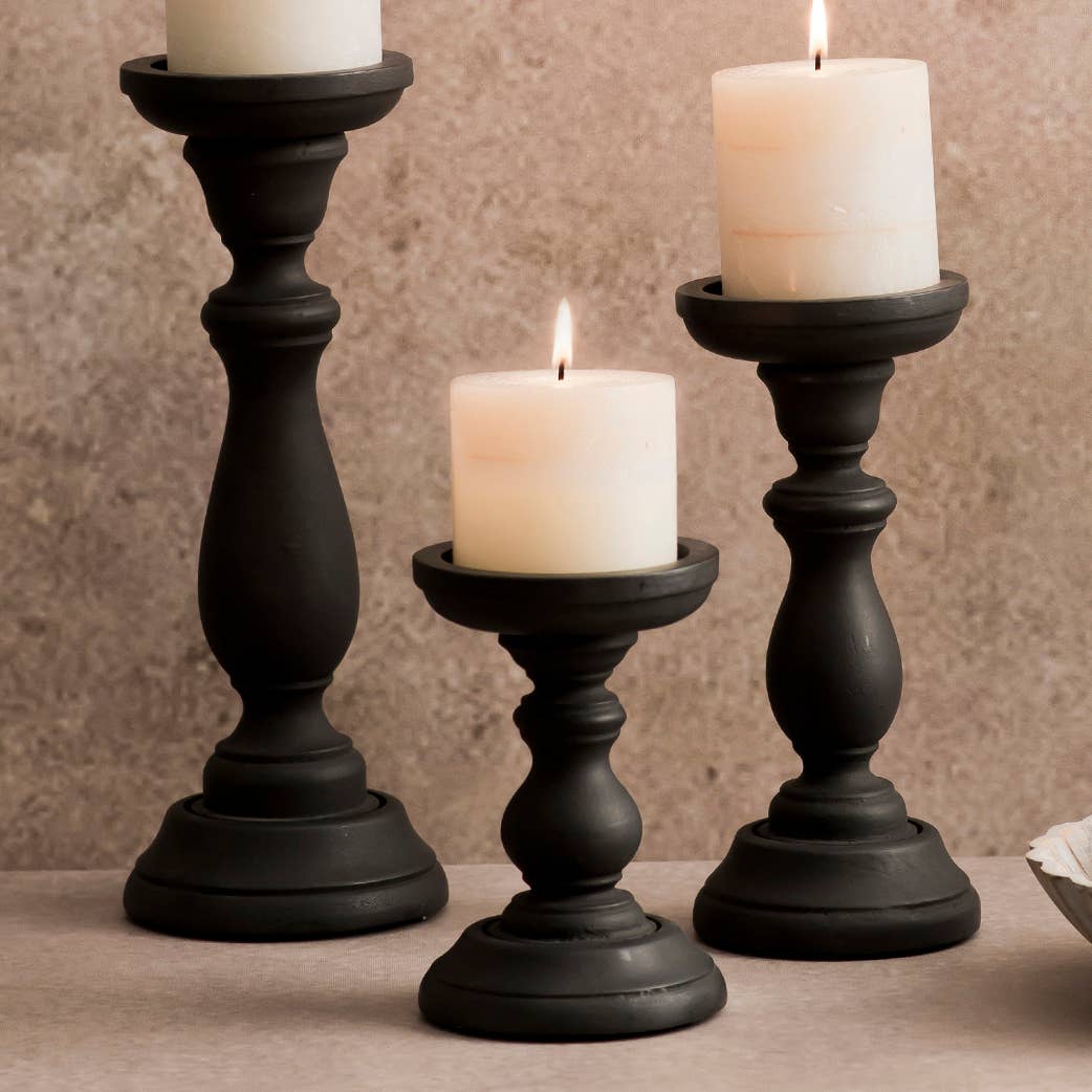 HANDCRAFTED MATTE BLACK CANDLE HOLDERS