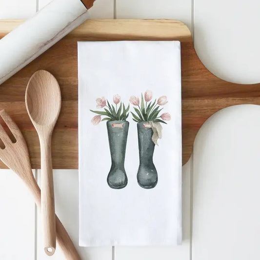 TULIP BOOTS TEA TOWEL