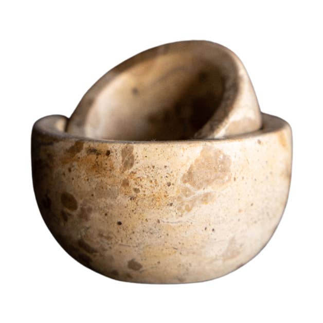STONE TURNED CHOCOLATE MARBLE DISHES S/2