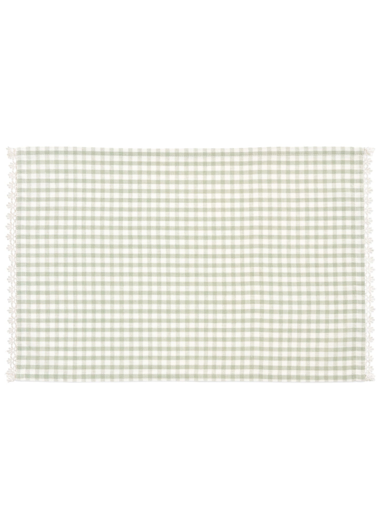 SAGE GINGHAM W/ LACE PLACEMAT S/4