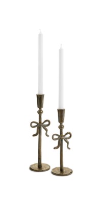 BOW ANTIQUE BRASS CANDLE HOLDER