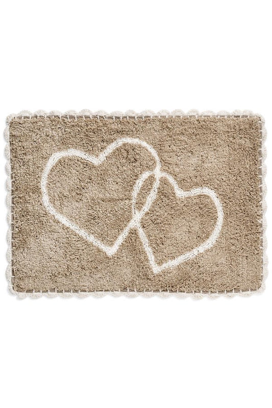 TUFTED BATHMAT W/ HEART CROCHET LACE
