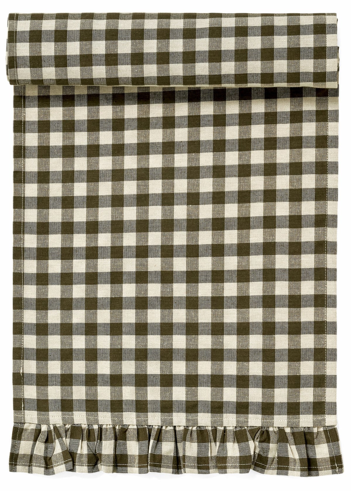 GREEN GINGHAM TABLE RUNNER 13" X 72"