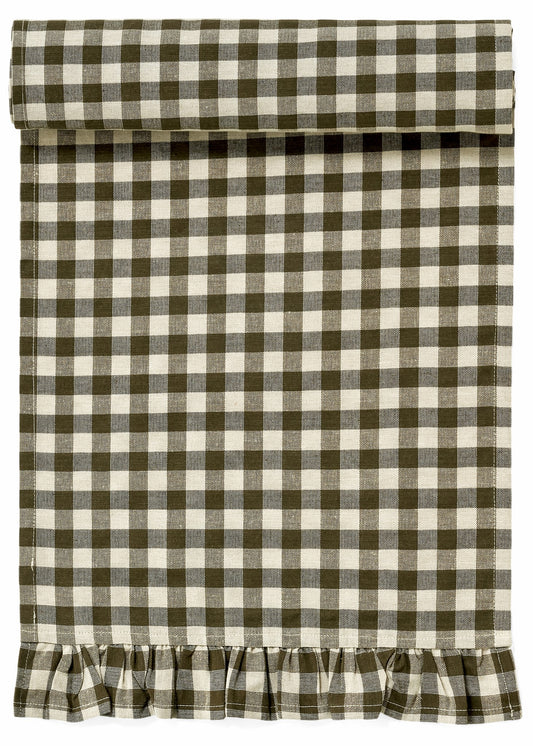 GREEN GINGHAM TABLE RUNNER 13" X 72"