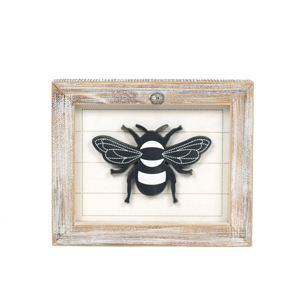 HONEY BEE REVERSIBLE WOOD FRAME SIGN