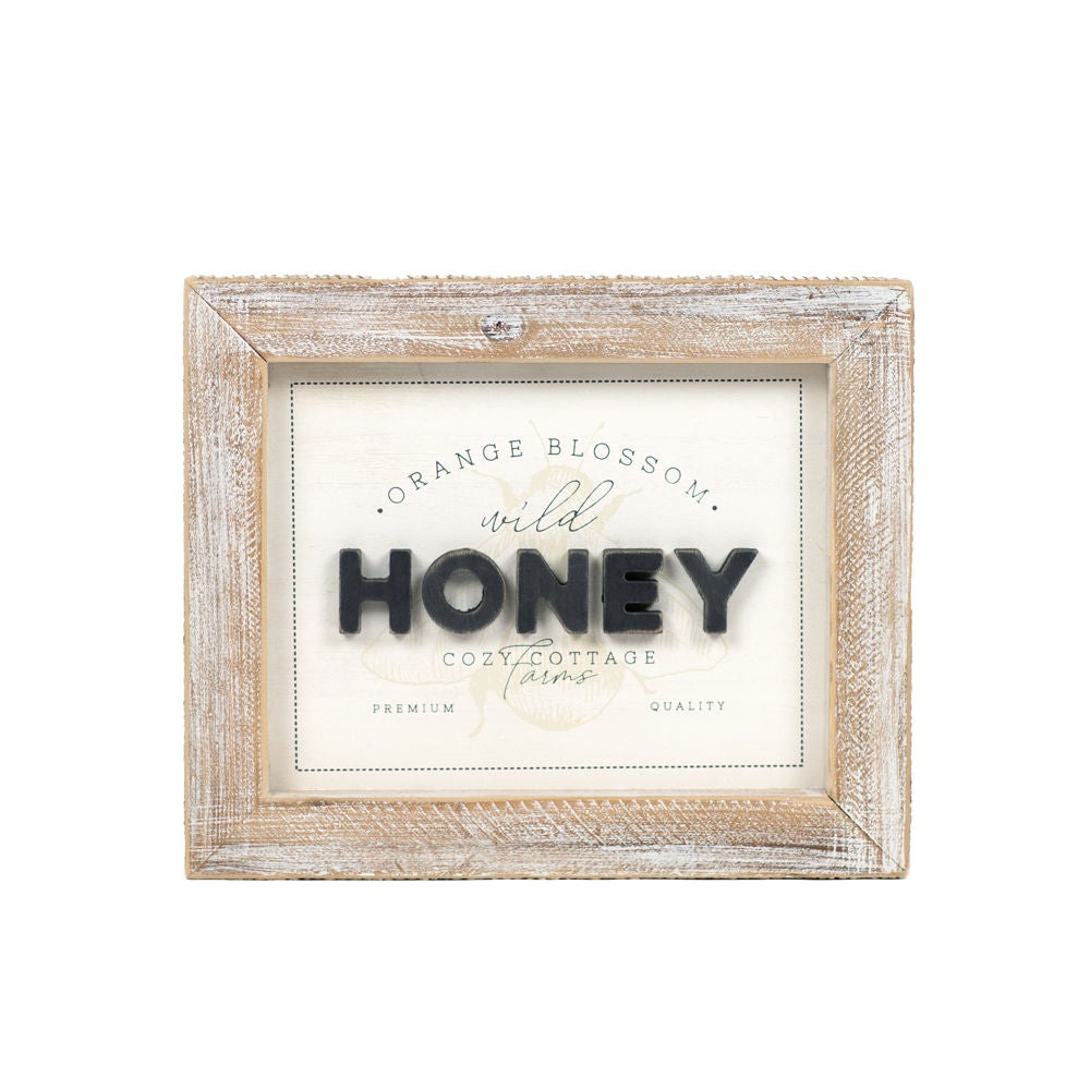 HONEY BEE REVERSIBLE WOOD FRAME SIGN