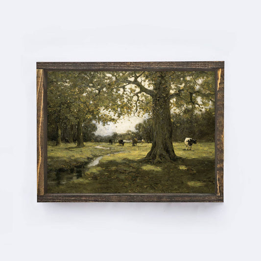 COWS IN PASTURE WOOD FRAMED ART