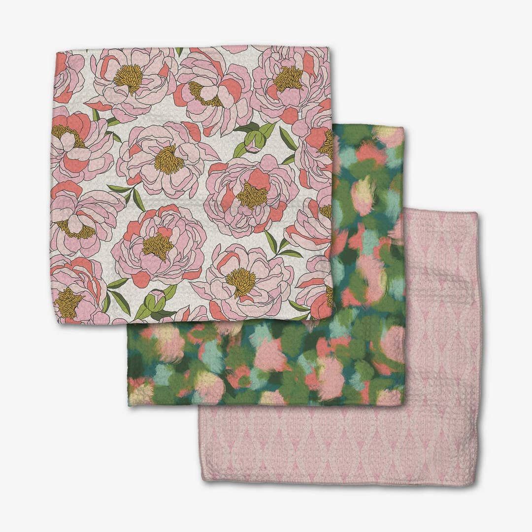 PEONY PARADISE DISHCLOTHES S/3