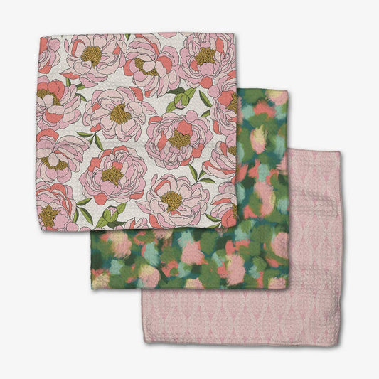 PEONY PARADISE DISHCLOTHES S/3