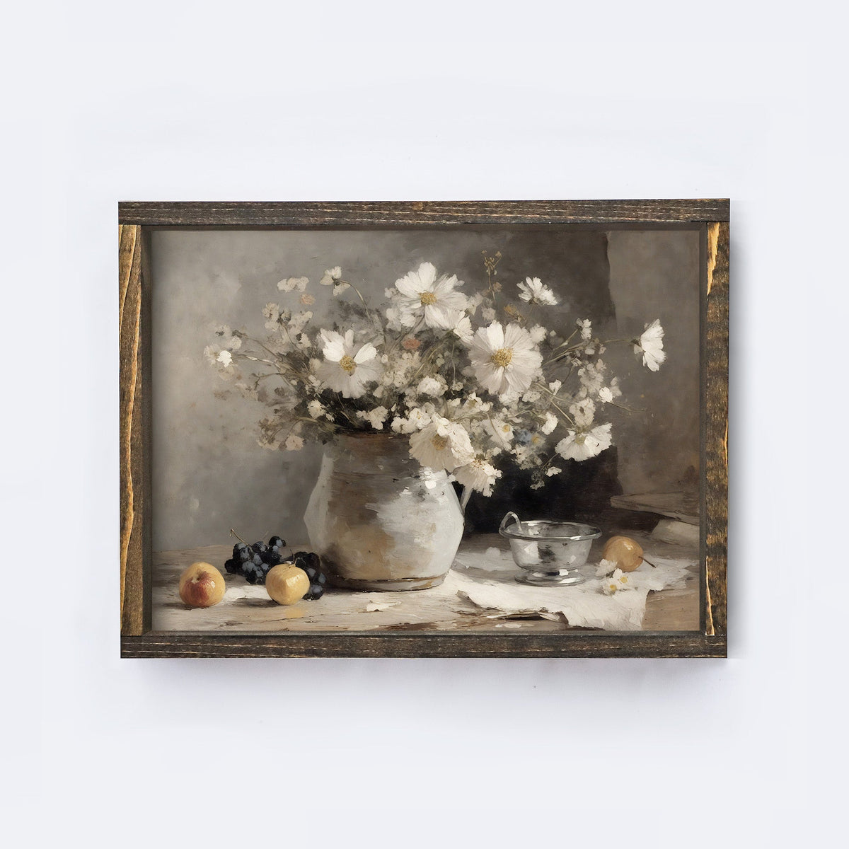 FALL FLOWER AND VASE WOOD FRAMED ART