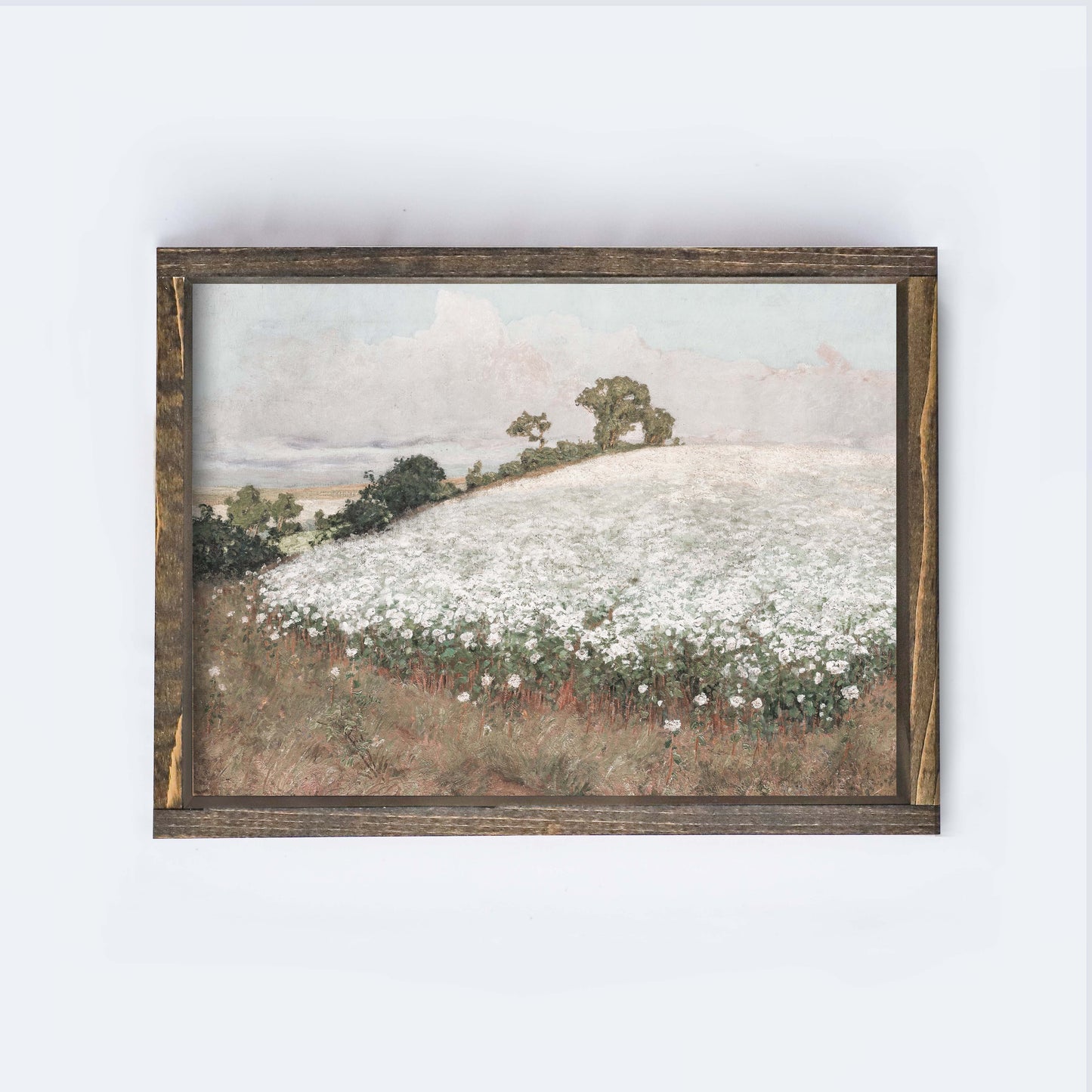 VINTAGE FLOWER LANDSCAPE WOOD FRAMED ART