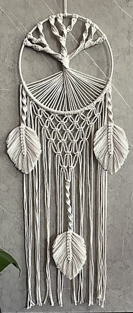 WHITE MACRAME TAPESTRY