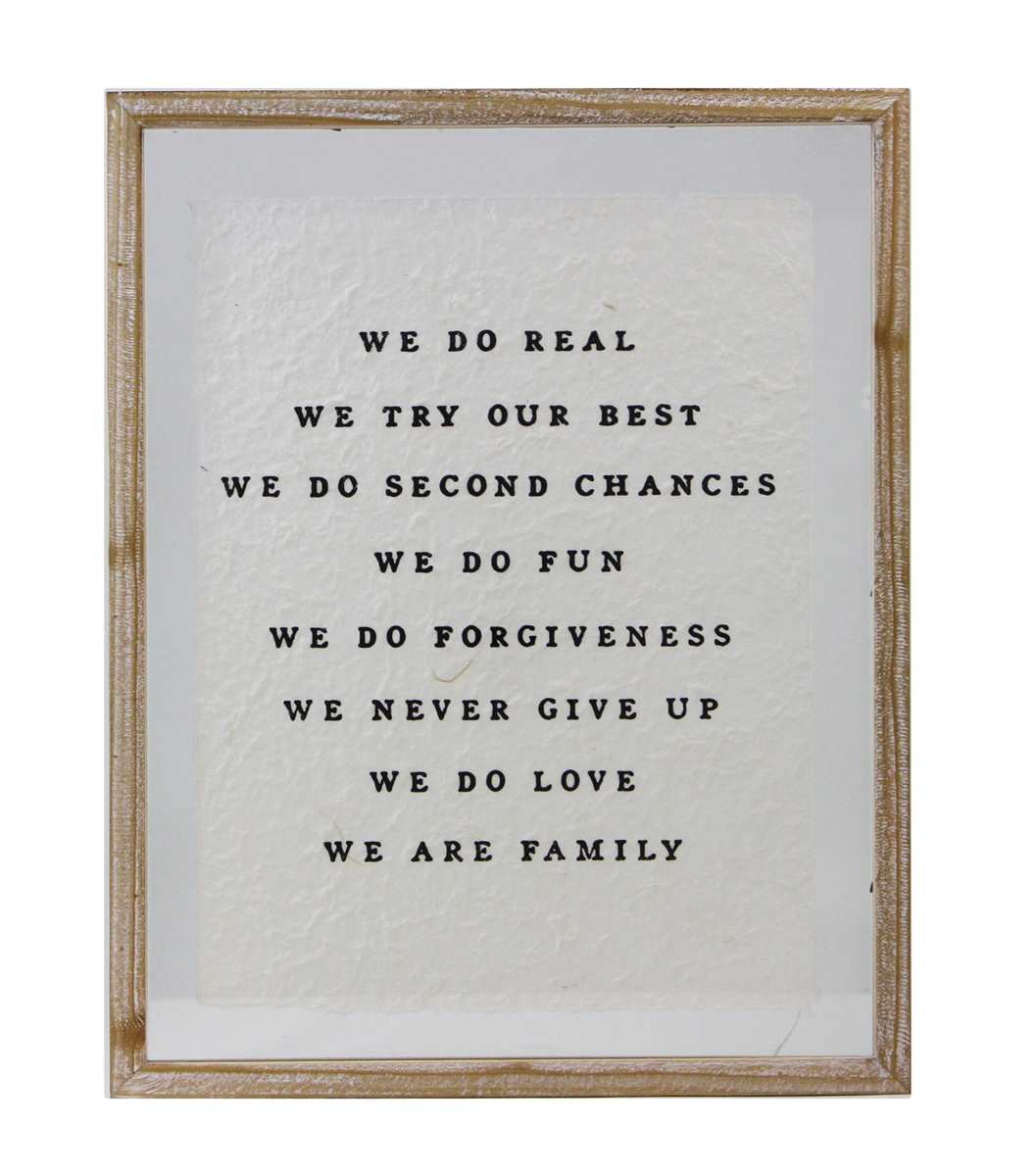 WE ARE FAMILY GLASS FRAMED PLAQUE