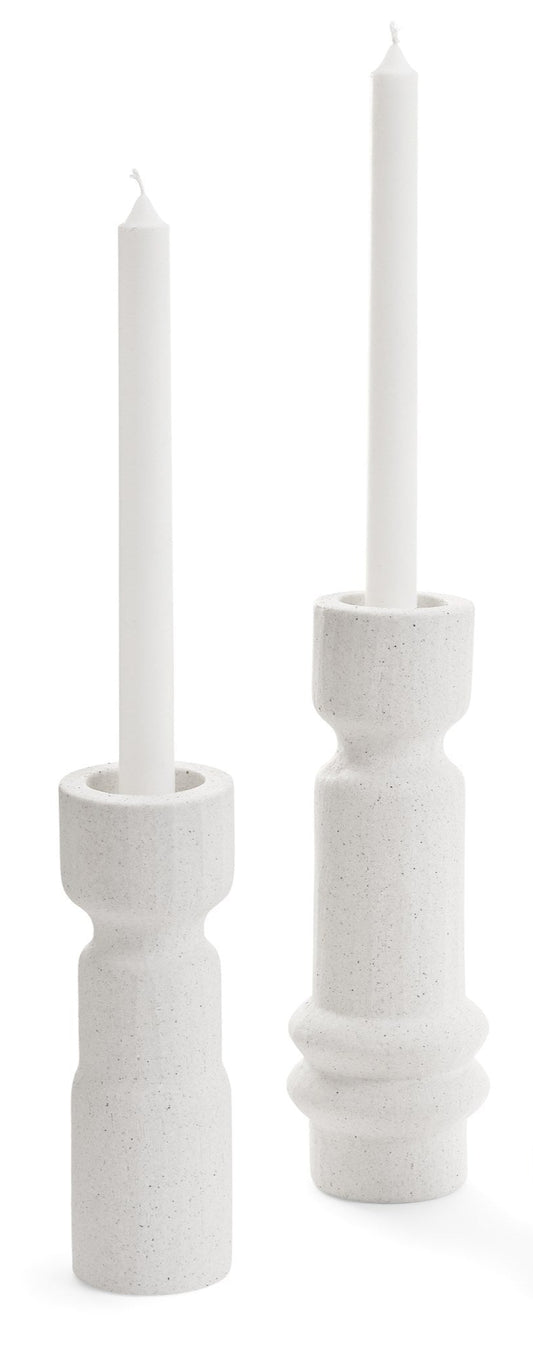 CERAMIC CHALK WHITE CANDLE HOLDER