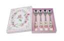 PINK FLORAL COFFEE SPOONS S/4