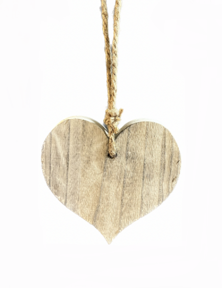 WOOD HEART WITH STRING