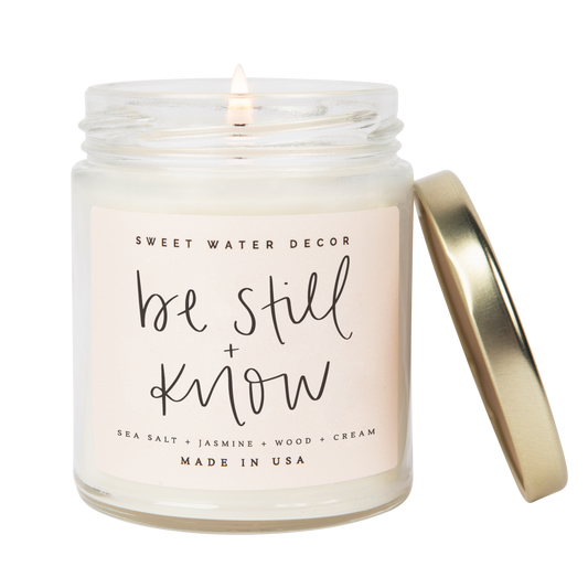 BE STILL & KNOW CLEAR GLASS CANDLE