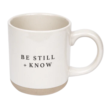 BE STILL & KNOW STONEWARE COFFEE MUG