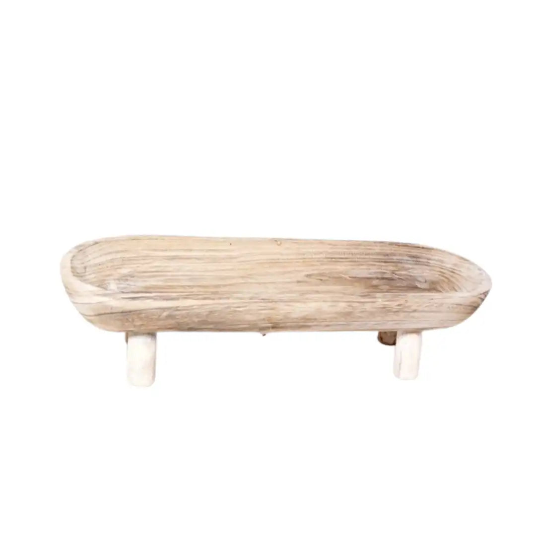 WOODEN OVAL BOWL WITH LEGS