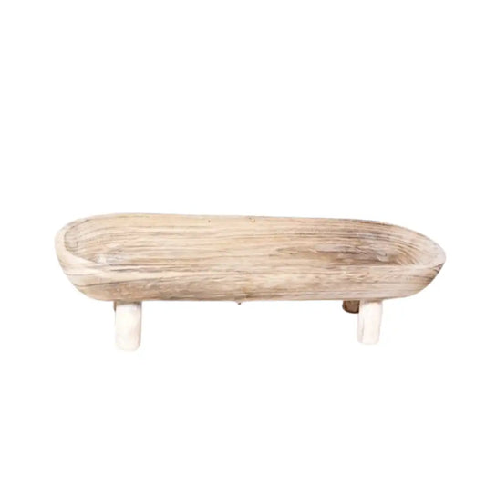 WOODEN OVAL BOWL WITH LEGS
