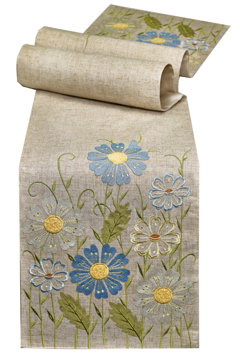 DAISY NATURAL TABLE RUNNER 14x72"
