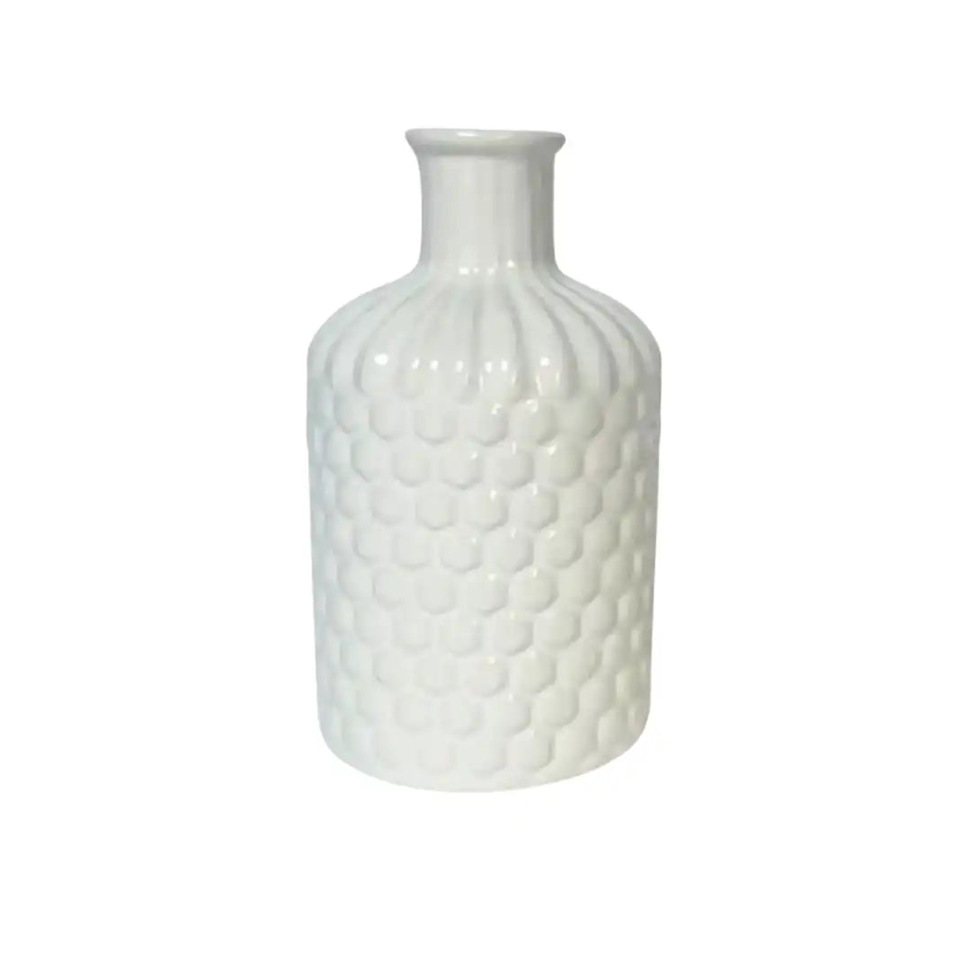 WHITE DOTTED BUD VASE