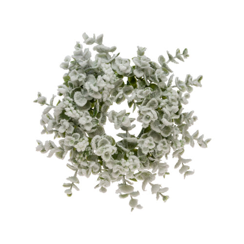 FLOCKED EUCALYPTUS CANDLE RING