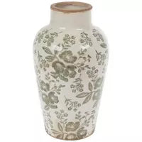 GREEN FLORAL CRACKLE VASE