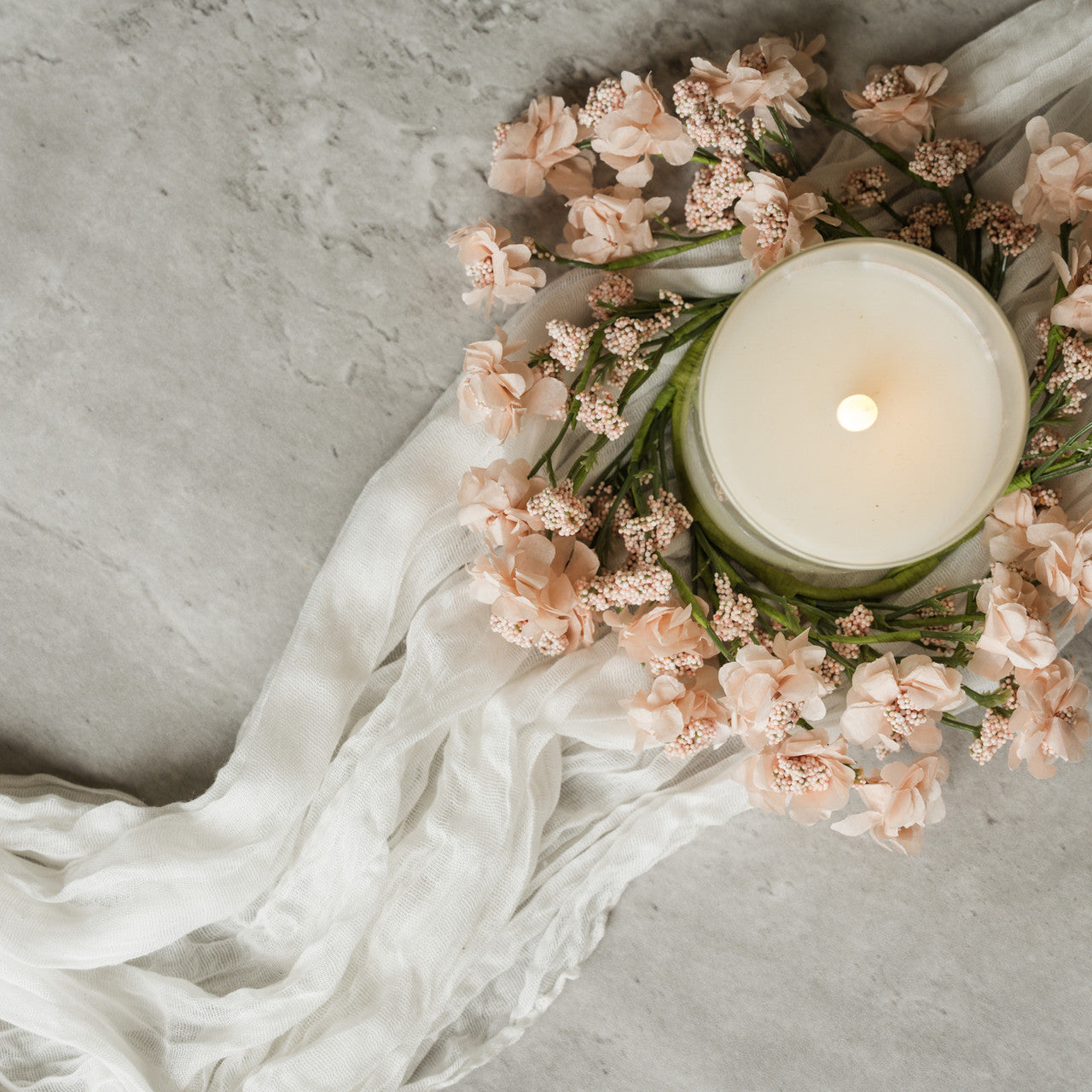 PEACH PAPER DAISY CANDLE RING