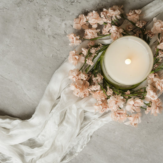 PEACH PAPER DAISY CANDLE RING