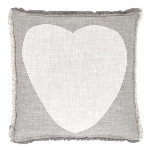 GREY HEART PILLOW