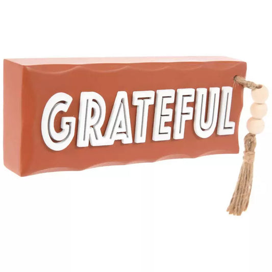 ORANGE GRATEFUL WOOD BLOCK