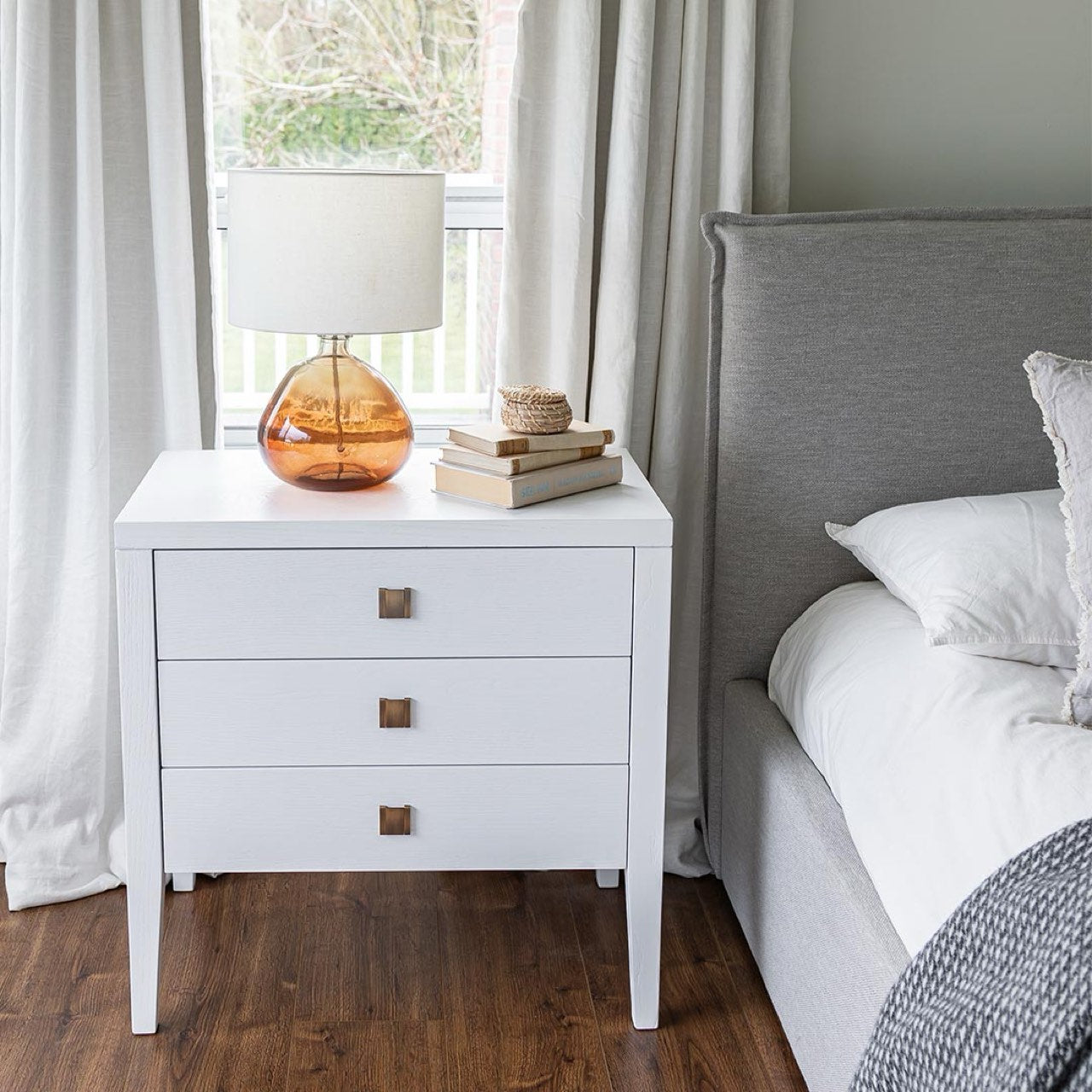 WHITE & GOLD 3-DRAWER ACCENT TABLE