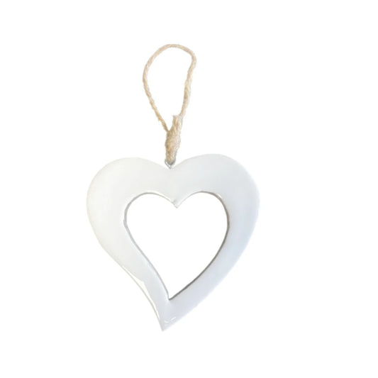 WOODEN HANGING HEART W/ CLEAR ENAMEL