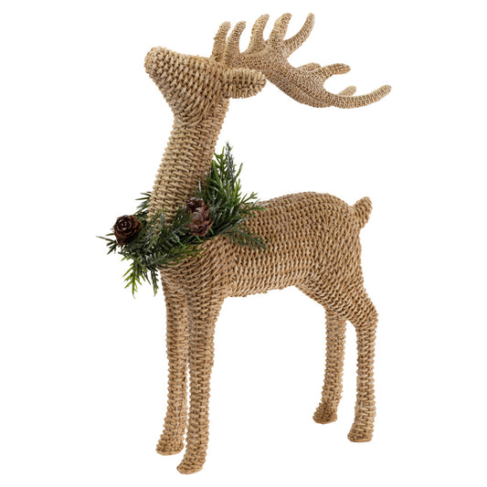 BASKET WEAVE DEER W/ WREATH