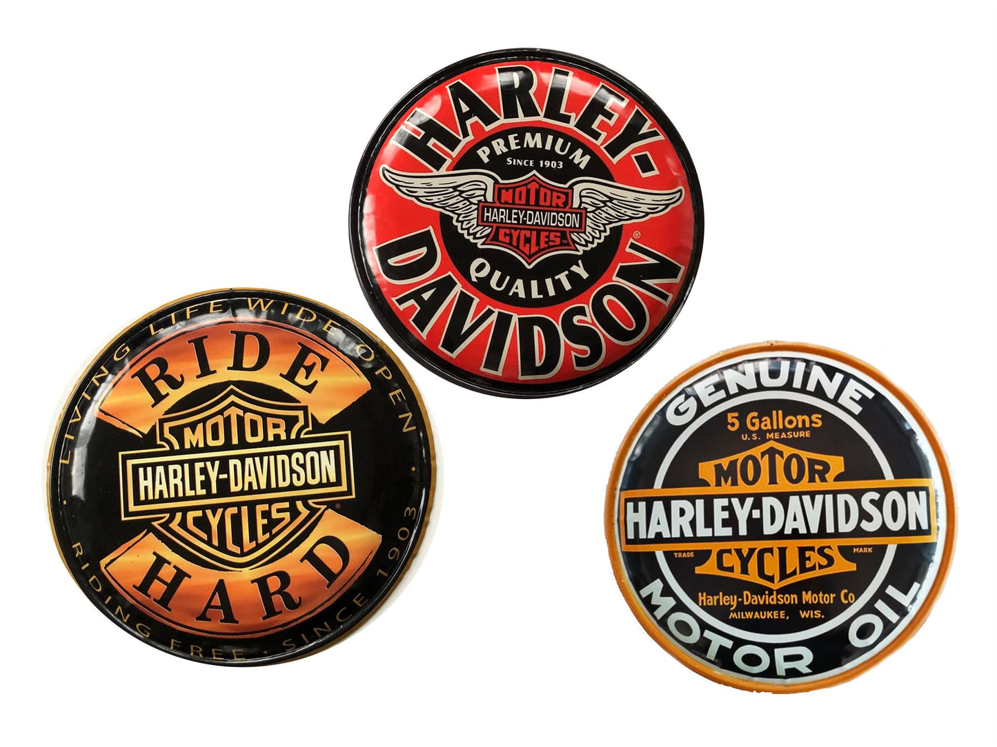 ROUND EMBOSSED HARLEY SIGNS