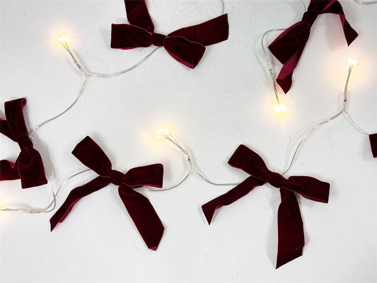 RED VELVET BOWS LED STRING LIGHTS