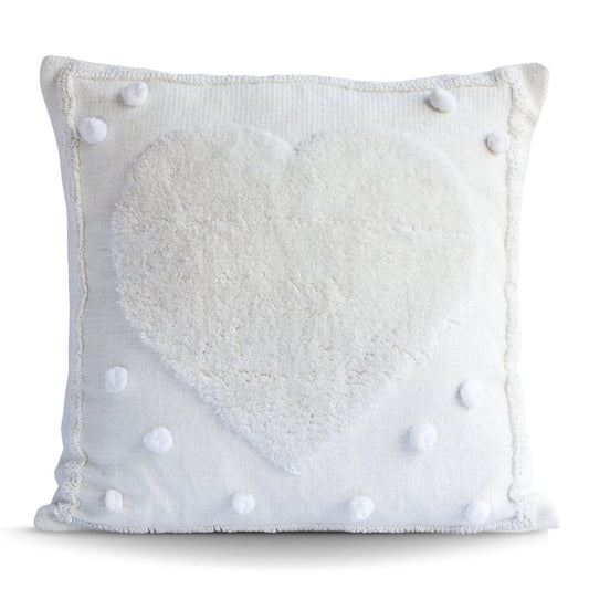 POLKA DOT HEART TUFTED PILLOW