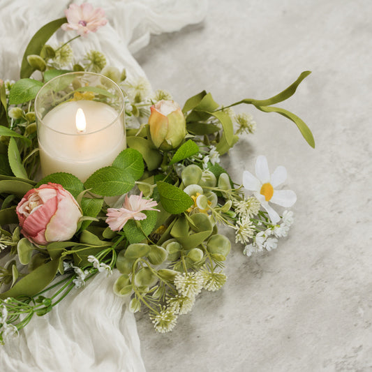 PINK, WHITE & YELLOW CANDLE RING