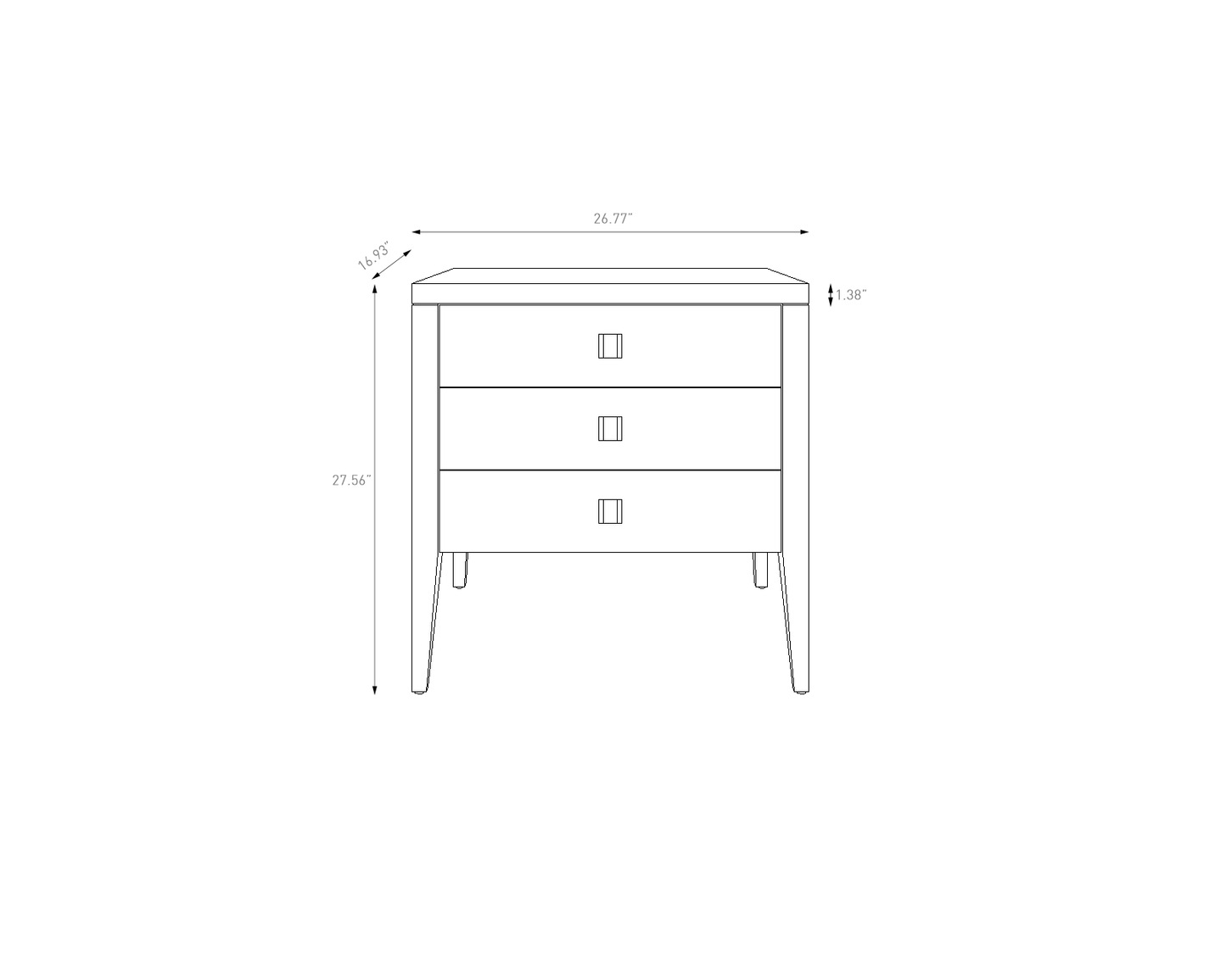 WHITE & GOLD 3-DRAWER ACCENT TABLE