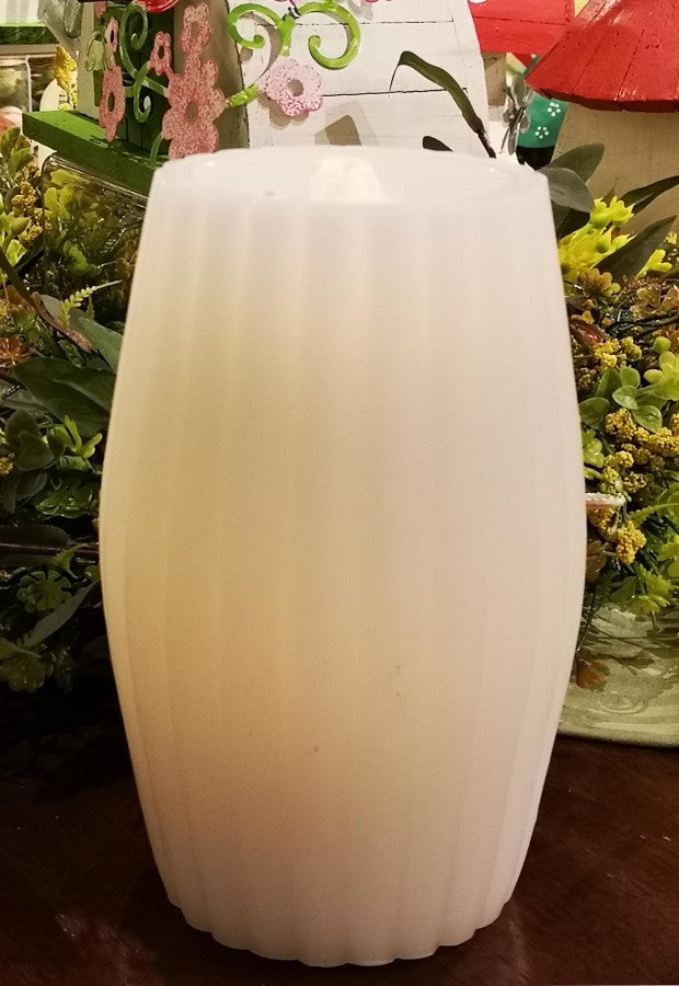 WHITE RIBBED LED WATER CANDLE