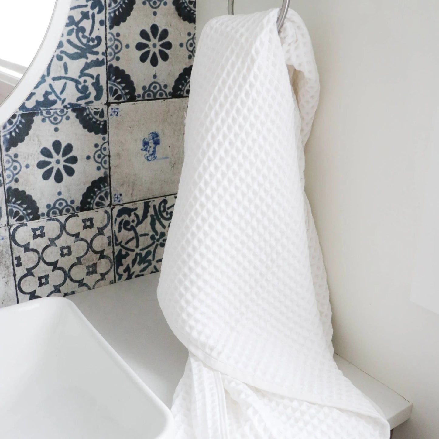 WAFFLE HAND TOWEL WHITE S/2