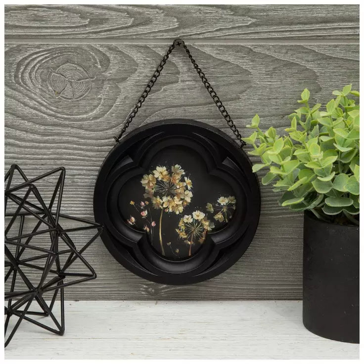 ROUND FLORAL WOOD ART