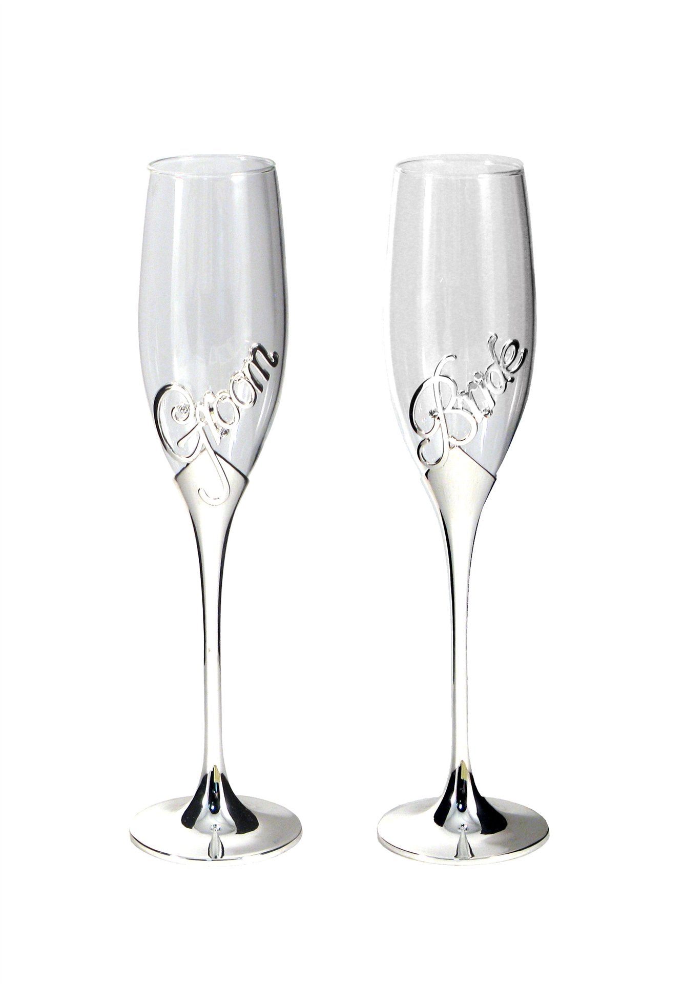 BRIDE & GROOM CHAMPAGNE FLUTES