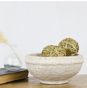 WHITE WASH TERRA COTTA BOWL