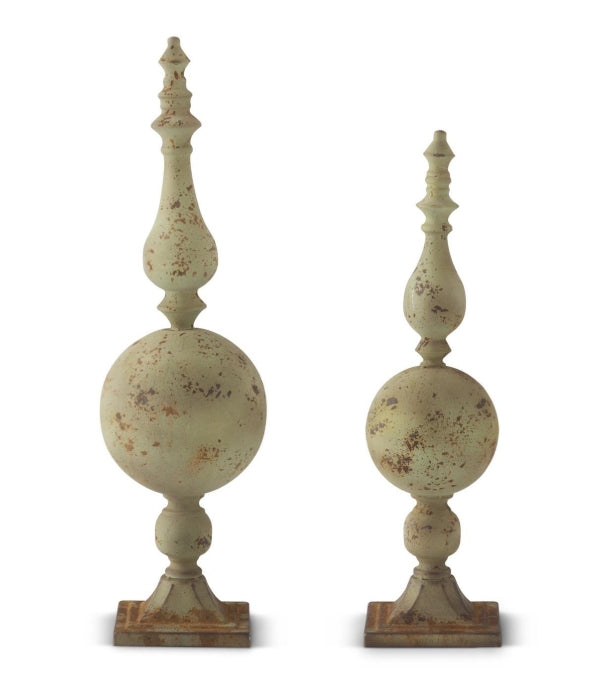 WEATHERED GREEN METAL FINIALS
